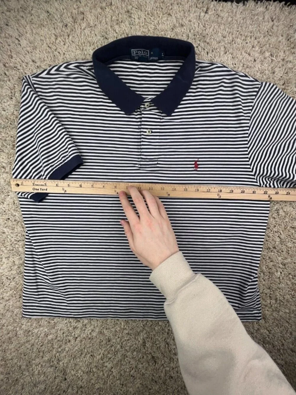 Polo Ralph Lauren SHORT SHORT Sleeve Polo Shirt Cotton Large Striped Blue White